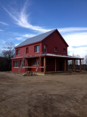 construction photo of house a house that is on target to be the first certified passive house in Michigan